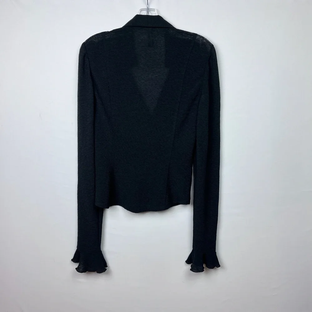 Anthropologie | Long-Sleeve Textured Button-Front Blouse Size Small in Black - Picture 6 of 11